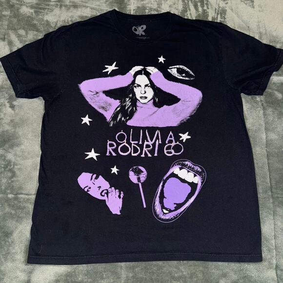 Olivia Rodrigo Official Merch Black Purple T-Shirt Guts Tour Women's Size Large - Picture 7 of 7